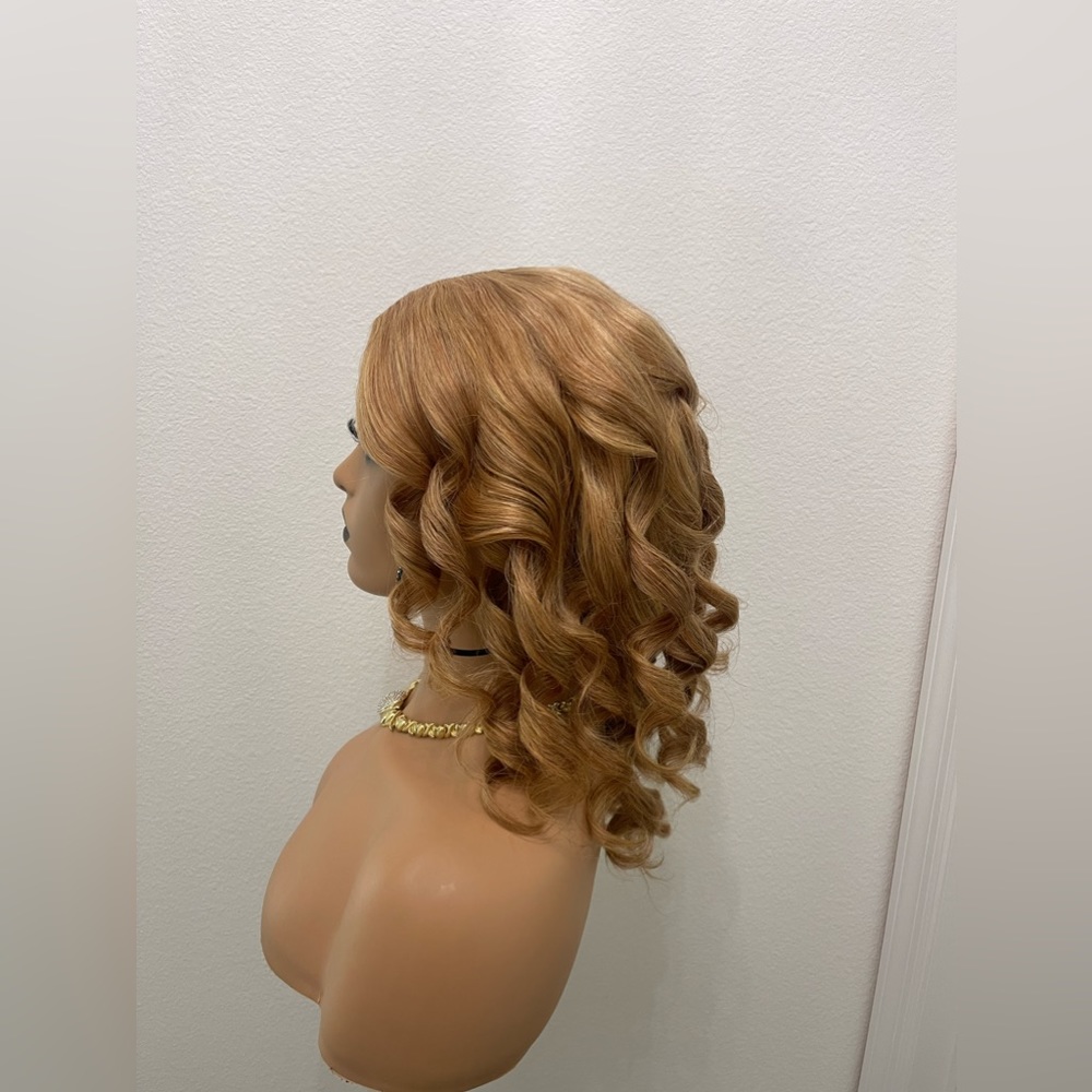 New! 16” Blonde Human Hair, Middle U-Part Wig, #27
